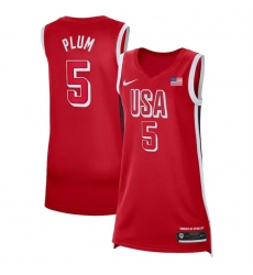 Women USA Basketball 5 Kelsey Plum Red 2024 Swingman Stitched Jersey