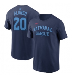 Men National League 20 Pete Alonso Navy 2024 All Star Name  26 Number T Shirt