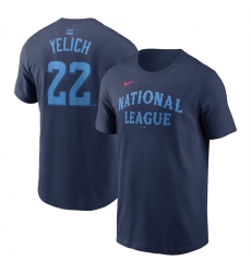 Men National League 22 Christian Yelich Navy 2024 All Star Name  26 Number T Shirt