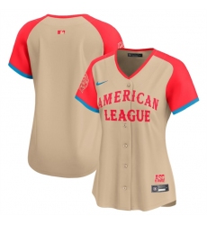 Women American League Blank Cream 2024 All Star Limited Stitched Baseball Jersey 28Run Small 29