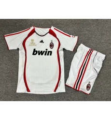 Youth Retro Soccer Jerseys AC Millan 06 07 White Away