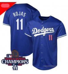 Men Nike Los Angeles Dodgers Miguel Rojas #11 Blue 2024 World Series Champions Stitched MLB Jersey