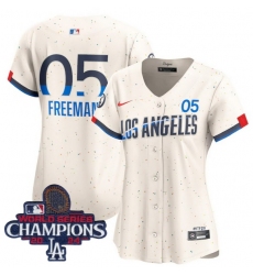 Women Nike Los Angeles Dodgers Freddie Freeman #5 Ice Cream 2024 World Series Champions Stitched MLB Jersey