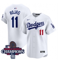 Youth Nike Los Angeles Dodgers Miguel Rojas #11 White 2024 World Series Champions Stitched MLB Jersey