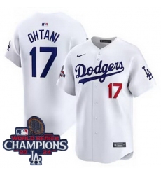 Youth Nike Los Angeles Dodgers Shohei Ohtani #17 White Flex Base 2024 World Series Champions Stitched MLB Jersey