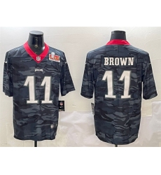 Men Philadelphia Eagles 11 A  J  Brown Black 2025 Super Bowl LIX Patch Camo Vapor Untouchable Limited Stitched Football Jersey