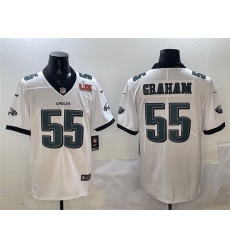 Men Philadelphia Eagles 55 Brandon Graham White 2025 Super Bowl LIX Patch New Vapor Untouchable Limited Stitched Football Jersey