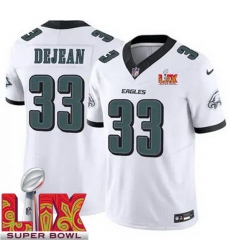 Men Philadelphia Eagles Cooper DeJean #33 White 2024 2025 Super Bowl LIX F U S E Stitched NFL Jersey