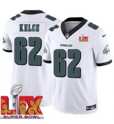 Men Philadelphia Eagles Jason Kelce #62 White 2024 2025 Super Bowl LIX F U S E Stitched NFL Jersey