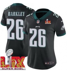 Women Philadelphia Eagles Saquon Barkley #26 Black 2024 2025 Super Bowl LIX F U S E Stitched NFL Jersey