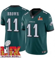 Youth Philadelphia Eagles A.J. Brown #11 Green 2024 2025 Super Bowl LIX F U S E Stitched NFL Jersey