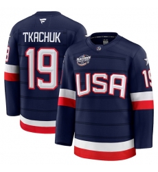 Men USA 19 Matthew Tkachuk Navy 2025 4 Nations Face Off Stitched Jersey