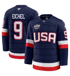 Men USA 9 Jack Eichel Navy 2025 4 Nations Face Off Stitched Jersey