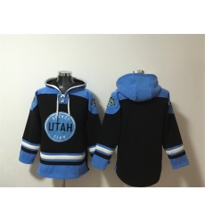 Men Utah Hockey Club Blank Black Blue Ageless Must Have Lace Up Pullover Hoodie