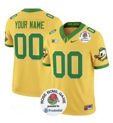 Men Oregon Ducks Active Player Custom Gold 2024 F U S E  Rose Bowl Vapor Limited Stitched Football Jersey