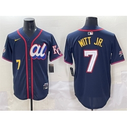 Men American League 7 Bobby Witt Jr  Navy 2025 All Star Edition Limited Stitched Baseball Jersey