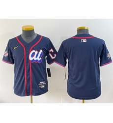 Women American League Cleveland Guardians Blank Navy 2025 All Star Edition Limited Stitched Baseball Jersey 