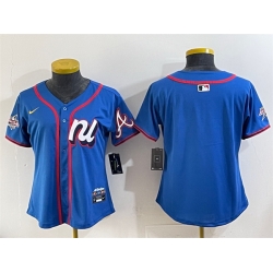 Women National League Atlanta Braves Blank Blue 2025 All Star Edition Limited Stitched Baseball Jersey 