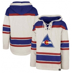 Men Colorado Avalanche Blank Hoodie 47 Lacer Hood White Blue