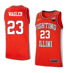 Men's #23 Keaton Wagler Illinois Fighting Illini College Basketball Jersey Orange Men's #23 Keaton Wagler Illinois Fighting Illini College Basketball Jersey Orange