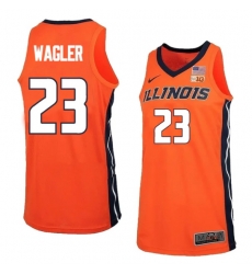 Men's #23 Keaton Wagler Illinois Fighting Illini College Basketball Jersey Orange Alternate Men's #23 Keaton Wagler Illinois Fighting Illini College Basketball Jersey Orange Alternate