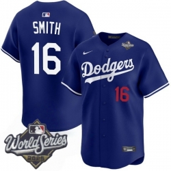 Men Los Angeles Dodgers 16 Will Smith 2025 World Series Cool Base Stitched Baseball Jersey Blue
