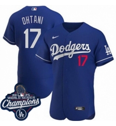 Men Los Angeles Dodgers 17 Shohei Ohtani Cool Base 2025 World Champions Stitched Baseball Jersey Blue