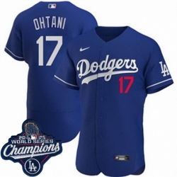 Men Los Angeles Dodgers 17 Shohei Ohtani Cool Base 2025 World Champions Stitched Baseball Jersey Blue