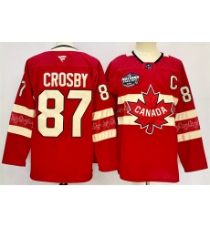 Youth Canada 87 Sidney Crosby Red 2025 4 Nations Face Off Premium With C Patch Stitched Jersey