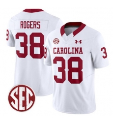 Men South Carolina Fighting Gamecocks 38 George Rogers White F U S E  Stitched Football Jersey