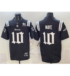 Men New England Patriots 10 Drake Maye Black F U S E With 6x Super Bowl Champions Patch Gothic Revolution Edition Stitched Football Jersey Men New England Patriots 10 Drake Maye Black F U S E With 6x Super Bowl Champions Patch Gothic Revolution Edition Stitched Football Jersey