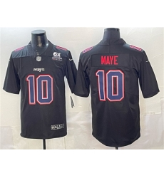 Men New England Patriots 10 Drake Maye Black Fashion With 6x Super Bowl Champions Patch Vapor Untouchable Limited Stitched Football Jersey Men New England Patriots 10 Drake Maye Black Fashion With 6x Super Bowl Champions Patch Vapor Untouchable Limited Stitched Football Jersey