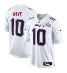 Men New England Patriots 10 Drake Maye White 2025 Super Bowl LX Patch Tundra Fashion Stitched Game Jersey Men New England Patriots 10 Drake Maye White 2025 Super Bowl LX Patch Tundra Fashion Stitched Game Jersey