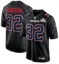 Men New England Patriots 32 TreVeyon Henderson Black 2025 Super Bowl LX Patch Carbon Fashion Stitched Game Jersey Men New England Patriots 32 TreVeyon Henderson Black 2025 Super Bowl LX Patch Carbon Fashion Stitched Game Jersey