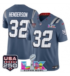 Men New England Patriots 32 TreVeyon Henderson Storm Blue 2025 F U S E Super Bowl LX USA 250 Patch Rivalries Vapor Limited Football Stitched Jersey Men New England Patriots 32 TreVeyon Henderson Storm Blue 2025 F U S E Super Bowl LX USA 250 Patch Rivalries Vapor Limited Football Stitched Jersey