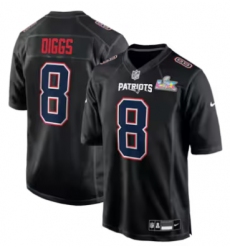 Stefon Diggs New England Patriots Nike Super Bowl LX Patch Carbon Fashion Game Jersey Black Stefon Diggs New England Patriots Nike Super Bowl LX Patch Carbon Fashion Game Jersey Black
