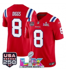 Youth New England Patriots 8 Stefon Diggs Red 2025 F U S E Super Bowl LX USA 250 Patch Vapor Limited Stitched Football Jersey Youth New England Patriots 8 Stefon Diggs Red 2025 F U S E Super Bowl LX USA 250 Patch Vapor Limited Stitched Football Jersey