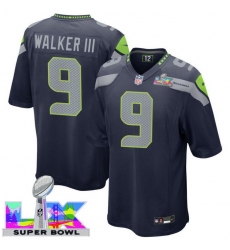 Men Women Youth Seattle Seahawks #9 Kenneth Walker III 2025 2026 Super Bowl LX F U S E Stitched NFL Jersey Blue