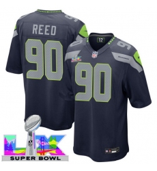 Men Women Youth Seattle Seahawks #90 Jarran Reed 2025 2026 Super Bowl LX F U S E Stitched NFL Jersey Blue