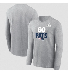 Men New England Patriots Heather Gray 2025 Super Bowl LX Fast As Fast Gets Long Sleeve T Shirt