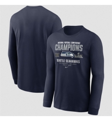 Men Seattle Seahawks College Navy 2025 NFC Champions Team Nation Long Sleeve T Shirt