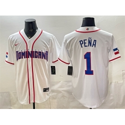 Men Dominican Republic Baseball  1 Jeremy Pena White 2026 World Baseball Classic Home Stadium Stitched Jersey