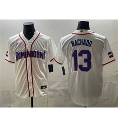 Men Dominican Republic Baseball 13 Manny Machado White 2026 World Baseball Classic Home Stadium Stitched Jersey Men Dominican Republic Baseball 13 Manny Machado White 2026 World Baseball Classic Home Stadium Stitched Jersey