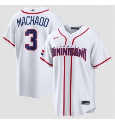 Men Dominican Republic Baseball 3 Manny Machado White 2026 World Baseball Classic Home Stadium Stitched Jersey Men Dominican Republic Baseball 3 Manny Machado White 2026 World Baseball Classic Home Stadium Stitched Jersey