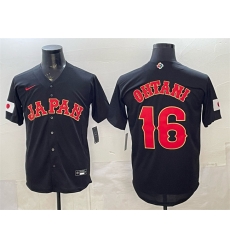 Men Japan Baseball  16 Shohei Ohtani Black 2026 World Baseball Classic Road Stadium Stitched Jersey