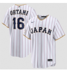 Men Japan Baseball 16 Shohei Ohtani White 2026 World Baseball Classic Home Stadium Stitched Jersey Men Japan Baseball 16 Shohei Ohtani White 2026 World Baseball Classic Home Stadium Stitched Jersey