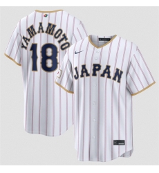 Men Japan Baseball 18 Yoshinobu Yamamoto White 2026 World Baseball Classic Home Stadium Stitched Jersey Men Japan Baseball 18 Yoshinobu Yamamoto White 2026 World Baseball Classic Home Stadium Stitched Jersey