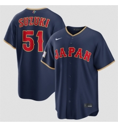 Men Japan Baseball 51 Seiya Suzuki Navy 2026 World Baseball Classic Road Stadium Stitched Jersey Men Japan Baseball 51 Seiya Suzuki Navy 2026 World Baseball Classic Road Stadium Stitched Jersey