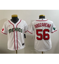 Youth Mexico Baseball  56 Randy Arozarena White 2026 World Baseball Classic Home Stadium Stitched Baseball Jersey