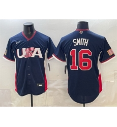 Men USA Baseball  13 Brice Turang Navy 2026 World Baseball Classic Road Stadium Stitched Jersey